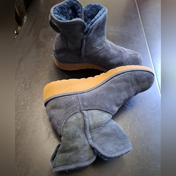 UGG Women's Kristin Blue Suede Ankle Booties Size 7 (37/38) - Picture 1 of 9